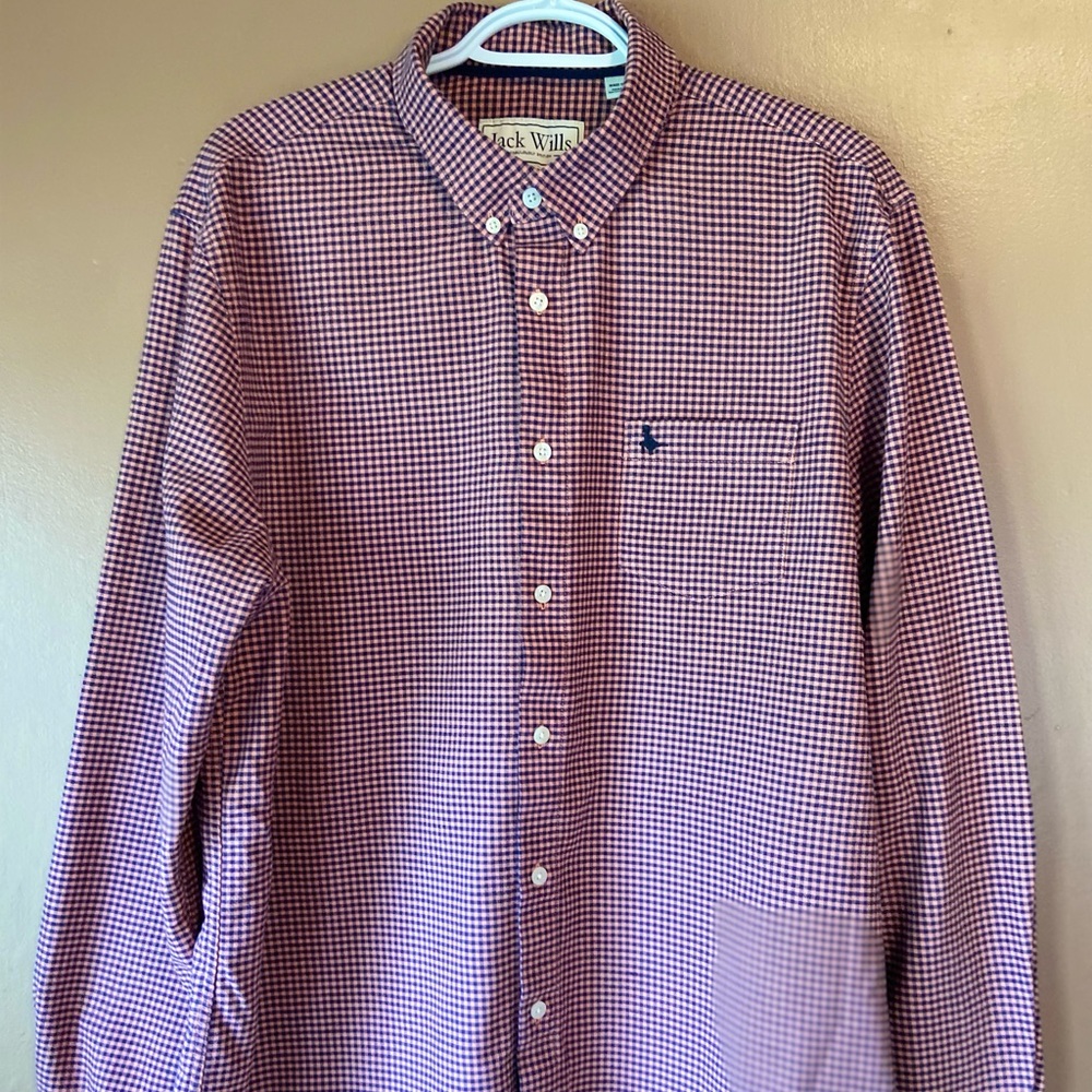 Jack Willis, Button down shirt, Salmon/Black, Size XL